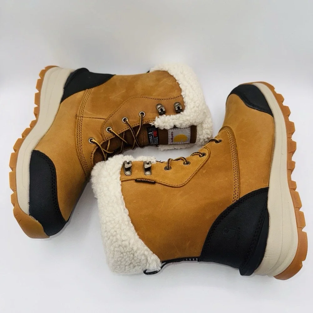 Carhartt Pellston Boots Women's Size 8.5 Gold Waterproof Leather‎ Shearling